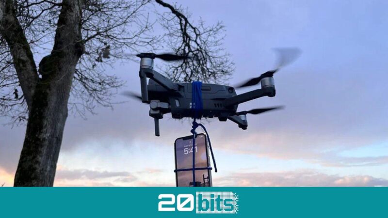 A man trapped in the snow and without reception is rescued after he called for help by tethering his cell phone to a drone