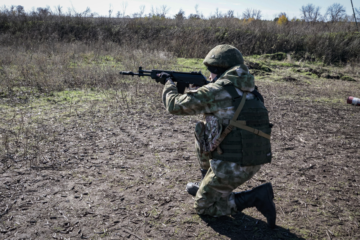 Russian recruits attend training at a firing range near Donetsk, Ukraine.